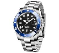 Pagani Design Watches for Men Japan NH35 Movement Automatic Watch 40mm Stainless Steel Diver Waterproof Sapphire Crystal Sport Mens Watches, Black Blue, 40mm, sport