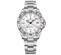 Pagani Design Watches for Men NH34 Movement Automatic Mechanical GMT Watches Stainless Steel Waterproof Sapphire Crystal Calendar Luminous Diver Men's Wrist Watches, Silver White