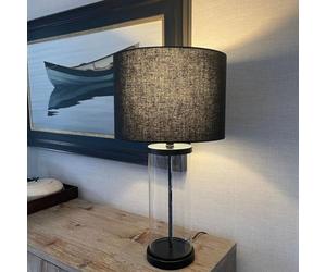 Pagazzi Adelia Small Glass Base Black Bedside Table Lamp