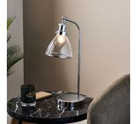 Pagazzi Brunswick Polished Nickel & Glass Desk Table Lamp in Clear Pagazzi Clear