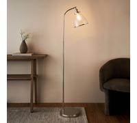 Pagazzi Brunswick Polished Nickel & Glass Task Floor Lamp in Silver Pagazzi Silver