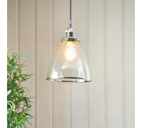 Pagazzi Brunswick Satin Nickel and Clear Glass Easy-Fit Pendant Shade