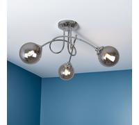 Pagazzi Bungo 3 Light Polished Chrome & Smoked Glass Semi Flush Ceiling Light in Silver Pagazzi Silver
