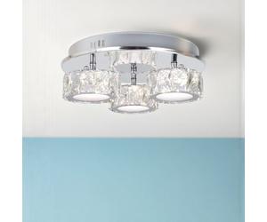 Pagazzi Dilan 3 Light Polished Chrome & Crystal Led Flush Ceiling Light in Metallic Silver Pagazzi Metallic Silver