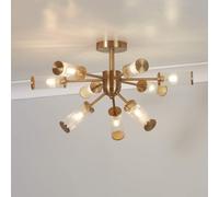 Pagazzi Enid Ribbed Glass & Brushed Gold Semi-Flush Ceiling Light Pagazzi Gold