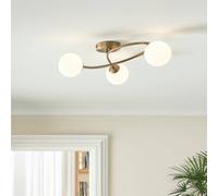Pagazzi Jaymie 3-Light Antique Brass Semi-Flush Ceiling Light in Gold Pagazzi Gold