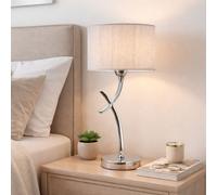 Pagazzi Justina 43Cm Polished Chrome Table Lamp With Silver String Shade Pagazzi Silver