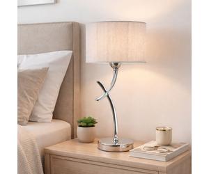 Pagazzi Justina 43Cm Polished Chrome Table Lamp With Silver String Shade Pagazzi Silver