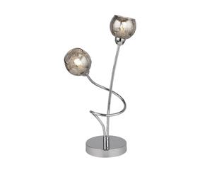 Pagazzi Kitty 2 Light Polished Chrome & Smoked Glass Table Lamp in Silver Pagazzi Silver