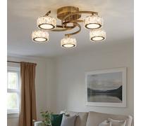 Pagazzi Lighting Dilan 5 Light Antique Brass Led Semi Flush Ceiling Light