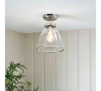 Pagazzi Lighting Pagazzi Brunswick Satin Nickel And Clear Glass Semi-Flush Ceiling Light