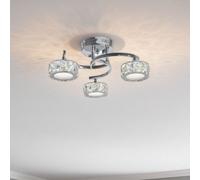 Pagazzi Lighting Pagazzi Dilan 3 Light Led Cool White Semi-Flush Fitting Satin Nickel Ceiling Light With Clear Jewels