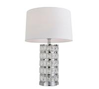 Pagazzi Lighting Pagazzi Indus Jewelled Cylinder Off White Table Lamp