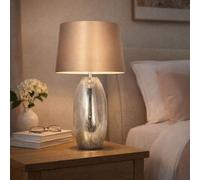 Pagazzi Lighting Pagazzi Josie Mercury Effect Glass Table Lamp With Taupe Shade
