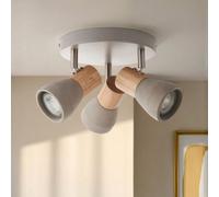 Pagazzi Lighting Pagazzi Stoneleigh 3 Light Concrete & Wood Effect Ceiling Spotlight Plate