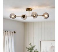 Pagazzi Lighting Pagazzi Tamara 4-Light Antique Brass Semi-Flush Ceiling Light