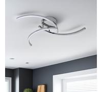 Pagazzi Murray Polished Chrome LED Flush Ceiling Light in Beige Pagazzi Beige