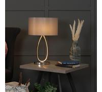 Pagazzi Zabina Polished Chrome & Grey Led Table Lamp Pagazzi Grey