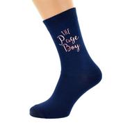 Page Boy Kids Medium Wedding Socks, Navy Blue with Rose Gold Print Design, Cotton Blend, UK Child Size 12.5-3.5