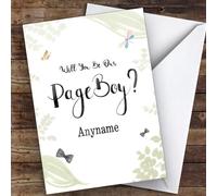 Page Boy Leaves Watercolour Will You Be My Page Boy Personalised Wedding Card - Personalised Wedding Card, Will You Be Our - Bridesmaid, Usher, Best Man, Flower Girl, Maid Of Honour