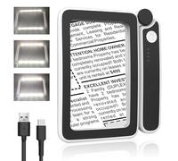 Page Magnifier for Reading Books - Magnifying Glass with Light 4X Handheld, LED Illuminated Magnifier Portable, Large Magnifying Sheet with Handle for Seniors Reading Small Prints, Elderly Low Vision