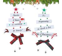 Pagezol 2 Wooden Christmas Decorations - Embellishments, Door Hanging Sign, Ornaments for Home & Outdoor Decor
