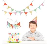 Pagezol 2x Bunting Banner 2.6m, Fabric Pennant, Bunting Outdoor, Bunting Fabric Pastel, Garden Bunting, Triangle Baby Bunting, Fabric Flag Banners for Christmas, Garden Tea Wedding, Bedroom Decoration