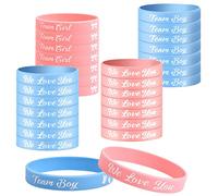 Pagezol 30Pcs Gender Reveal Bracelet Set, Team Boy or Girl Silicone Bracelet, Wristbands for Baby Shower Gender Reveal Party Supplies 20.2 x 1.2 cm