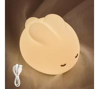 Pagezol Bunny Night Light for Baby, Silicone Rabbit Nightlight, Bedside Night Lamp with Timing, Rechargeable Portable Touch Lamp, Dimmable LED Lamp, Warm Nightlamp, Cute Nightlight Gift for Teens