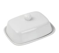 Pagezol Butter Dish with Lid, Ceramic Butter Dish, Cheese Dish, Small Covered Butter Container with Handle, Butter Storage Holder, White Butter Tray for Countertop Fridge Farmhouse, 16.2 x 13 x 8 CM