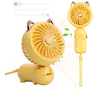 Pagezol Handheld Fan, Mini USB Fans, Rechargeable Battery Portable Fan with 3 Speed, Small Hand Held Personal Fans Foldable Desk Fans for Girls Women Kids Outdoor Travel Office Home Camping (Yellow)