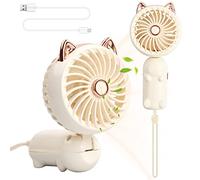 Pagezol Handheld Fan, Mini USB Fans, Rechargeable Battery Portable Fan with 3 Speed, Small Hand Held Personal Fans Foldable Desk Fans for Girls Women Kids Outdoor Travel Office Home Camping (White)