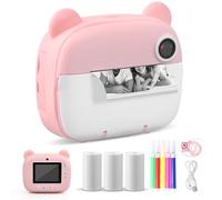 Pagezol Kids Digital Camera Instant Print, 1080P 2.4 Inch Screen Instant Camera for Kids, Kids Digital Dual Lens Camera, with 5 Color Pens & 3 Rolls Print Paper, Boys & Girls Birthday