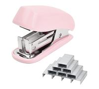 Pagezol Mini Effortless Portable Desktop Stapler Set with 830 26/6 Staples, 2-12 Sheet Capacity, Built-in Staple Remover, Small Cute Stapler Gift for Student Office Travel Use (Pink)