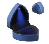 Pagezol Ring Box with LED Light, Wedding Ring Box, Heart Shaped Ring Case with Velvet, Luxury LED Ring Jewelry Case for Valentine' Day Proposal Engagement Wedding Birthday Christmas (Blue)