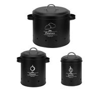 PAGJHRFJG 3Pcs Metal Storage Bucket Set with 360-Degree Ventilation System Large Capacity Multipurpose Garlic Potato Storage Box B