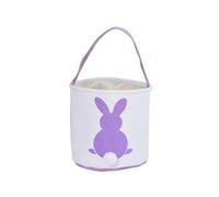 PAGJHRFJG Easter Bunny Basket Buckets, Cute Personalized Canvas Cotton Tote Bags Basket for Easter Party Gift -White