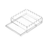 PAGJHRFJG Large Clear Acrylic Scalloped Tray 9" X 9" with Drawer for Insert Photos,Art Fabric Scalloped Basket