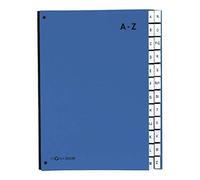 Pagna 24249-02 Desk Organiser 24 Parts Coloured Cover Flexible Linen Rear Cover 3 Display Holes Tabs A - Z Blue
