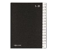 Pagna A4 Expanding Organiser File with Pressboard Pages 1-31 Divider Tabs Black