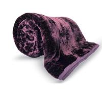 Pagnanno. Faux Fur Mink Throw Cosy Blanket - Travel Size | Super Soft Fluffy Warmth | Solid Bed Throws for Sofas | Double & King Flannel Fleece Blanket (1, Aubergine, King (200x240cm))