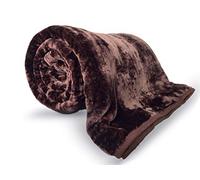 Pagnanno. Faux Fur Mink Throw Cosy Blanket - Travel Size | Super Soft Fluffy Warmth | Solid Bed Throws for Sofas | Double & King Flannel Fleece Blanket (2, Chocolate, King (200x240cm))