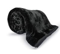 Pagnanno. Faux Fur Mink Throw Fluffy Warmth Bed Throws Flannel Fleece Blanket,(1, Black, Double 150X200Cm)