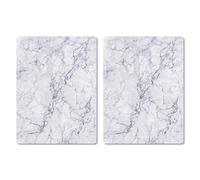 Pagnanno Hob Covers Chopping Board Pack of 2 - Versatile Kitchen Board Glass Worktop Savers - Heat Resistant Sink Boards, Worktop Protectors - Marble Effect Grey (Design 1, 50x40CM)