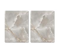 Pagnanno Hob Covers Chopping Board Pack of 2 - Versatile Kitchen Board Glass Worktop Savers - Heat Resistant Sink Boards, Worktop Protectors - Marble Effect Grey (Design 3, 52x30CM)
