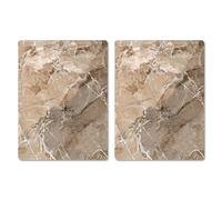 Pagnanno Hob Covers Chopping Board Pack of 2 - Versatile Kitchen Board Glass Worktop Savers - Heat Resistant Sink Boards, Worktop Protectors - Marble Effect Grey (Design 2, 52x30CM)
