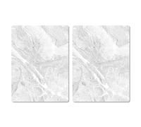 Pagnanno Hob Covers Chopping Board Pack of 2 - Versatile Kitchen Board Glass Worktop Savers - Heat Resistant Sink Boards, Worktop Protectors - Marble Effect Grey (Design 14, 50x40CM)
