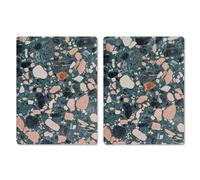 Pagnanno Hob Covers Chopping Board Pack of 2 - Versatile Kitchen Board Glass Worktop Savers - Heat Resistant Sink Boards, Worktop Protectors - Marble Effect Grey (Design 18, 50x40CM)