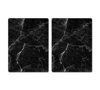 Pagnanno Hob Covers Chopping Board Pack of 2 - Versatile Kitchen Board Glass Worktop Savers - Heat Resistant Sink Boards, Worktop Protectors - Marble Effect Grey (Design 8, 50x40CM)