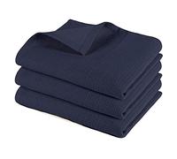 Pagnanno. Hotel Quality Kitchen Tea Towels & Waffle Weave tea towel|Professional Cotton 45x70cm|Absorbent Fast Drying Dish Towels,Kitchen and Bar Towels (Pack of 3 (45x70cm), Waffle - Navy)